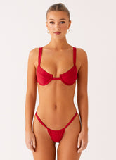 Airlie Scrunch Bikini Bottoms - Deep Red