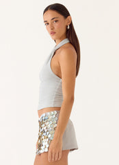 Amber Light Top - Silver