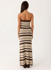 Antonie Knit Maxi Dress - Chocolate Olive Stripe
