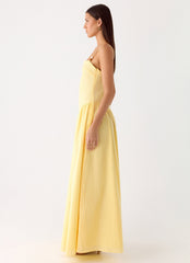 Aura Linen Maxi Dress - Lemon