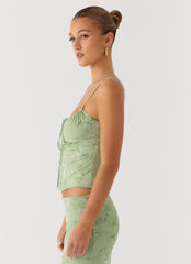Bending My Rules Top - Blurred Lime