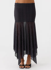 Buffy Maxi Skirt - Black Polkadot