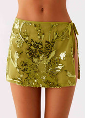 Cancun Sequin Mini Skirt - Lime
