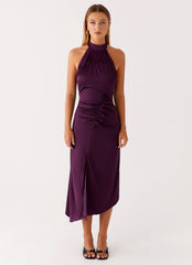 Casta Halterneck Midi Dress - Plum