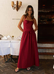 Cheryl Bustier Halter Top - Cherry Red
