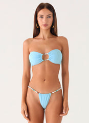 Coastal Breeze Bead Strapless Bikini Top - Turquoise