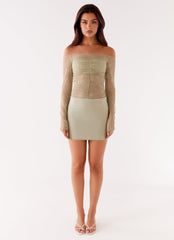 Collide Lace Mini Dress - Sage