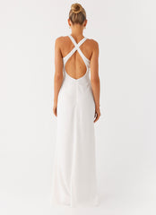 Desi Halterneck Maxi Dress - White