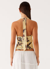 Devoted Halterneck Top - Buttercream Floral