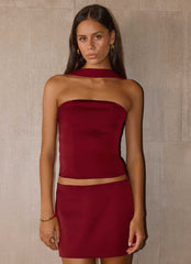 Do It Again Mini Skirt - Dark Cherry
