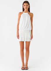 Dopamine Belt Mini Dress - White