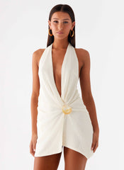 Eleanora Plunge Mini Dress - Ivory
