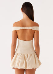 Endless Romance Off Shoulder Mini Dress - Butter