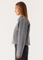 Enzo Faux Wool Jacket - Grey