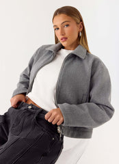 Enzo Faux Wool Jacket - Grey