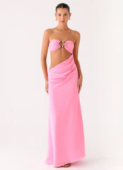 Falling Forever Strapless Beaded Maxi Dress - Pink