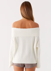 Federica Off Shoulder Knit - White