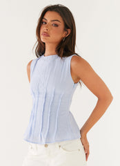 Franco Tie Back Top - Blue