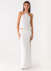 Griff Backless Jacquard Top - White