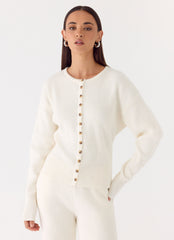 Harrison Cinched Knit Cardigan - Ivory