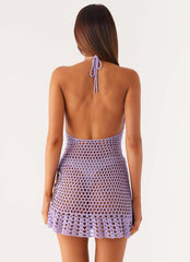 Henley Crochet Mini Dress - Lavender