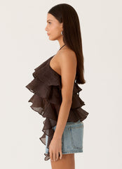 Inna Frill Halter Top - Chocolate