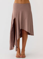 Jisoo Asymmetric Midi Skirt - Desert Taupe