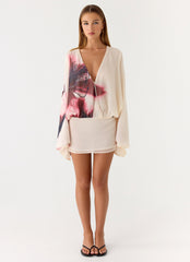 Junia Long Sleeve Mini Dress - Velvet Bloom