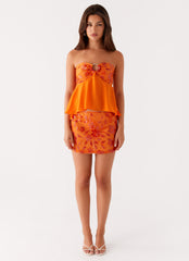 Kenya Beaded Mini Skirt - Orange