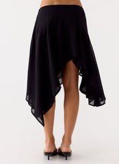 Kia Low Rise Asymmetrical Midi Skirt - Black