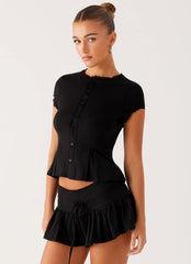 Landon Button Up Top - Black