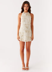 Leo Beaded Mini Dress - Yellow
