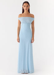Like Me Now Maxi Dress - Blue Mocha Dot