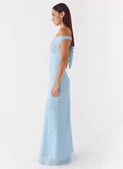 Like Me Now Maxi Dress - Blue Mocha Dot