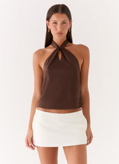 Maddox Scarf Top - Chocolate