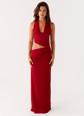 Main Act Halter Maxi Dress - Raspberry