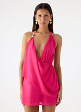Nona Chiffon Mini Dress - Fuchsia