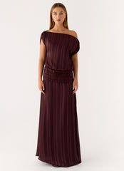 Rexi One Shoulder Maxi Dress - Aubergine Gleam