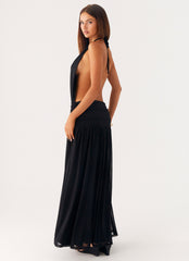 Solena Halter Neck Maxi Dress - Black