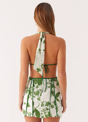 Sonnet Cotton Mini Dress - Verdant Bloom