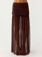 Sparkling Night Maxi Skirt - Chocolate