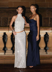 Susie Sequin Maxi Skirt - Silver
