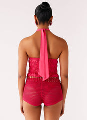 Teuila Beaded Top - Fuchsia