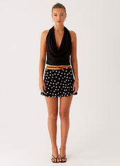 Walker Mini Skirt - Black Polka Dot