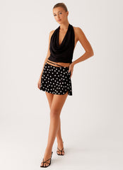 Walker Mini Skirt - Black Polka Dot