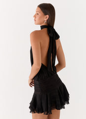 Willow Chiffon Mini Dress - Black