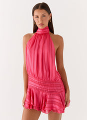Willow Chiffon Mini Dress - Fuchsia