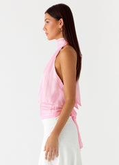 Willow Chiffon Top - Baby Pink