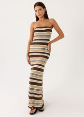 Antonie Knit Maxi Dress - Chocolate Olive Stripe