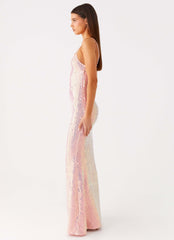 Attitude Knit Sequin Maxi Dress - Iridescent Pink